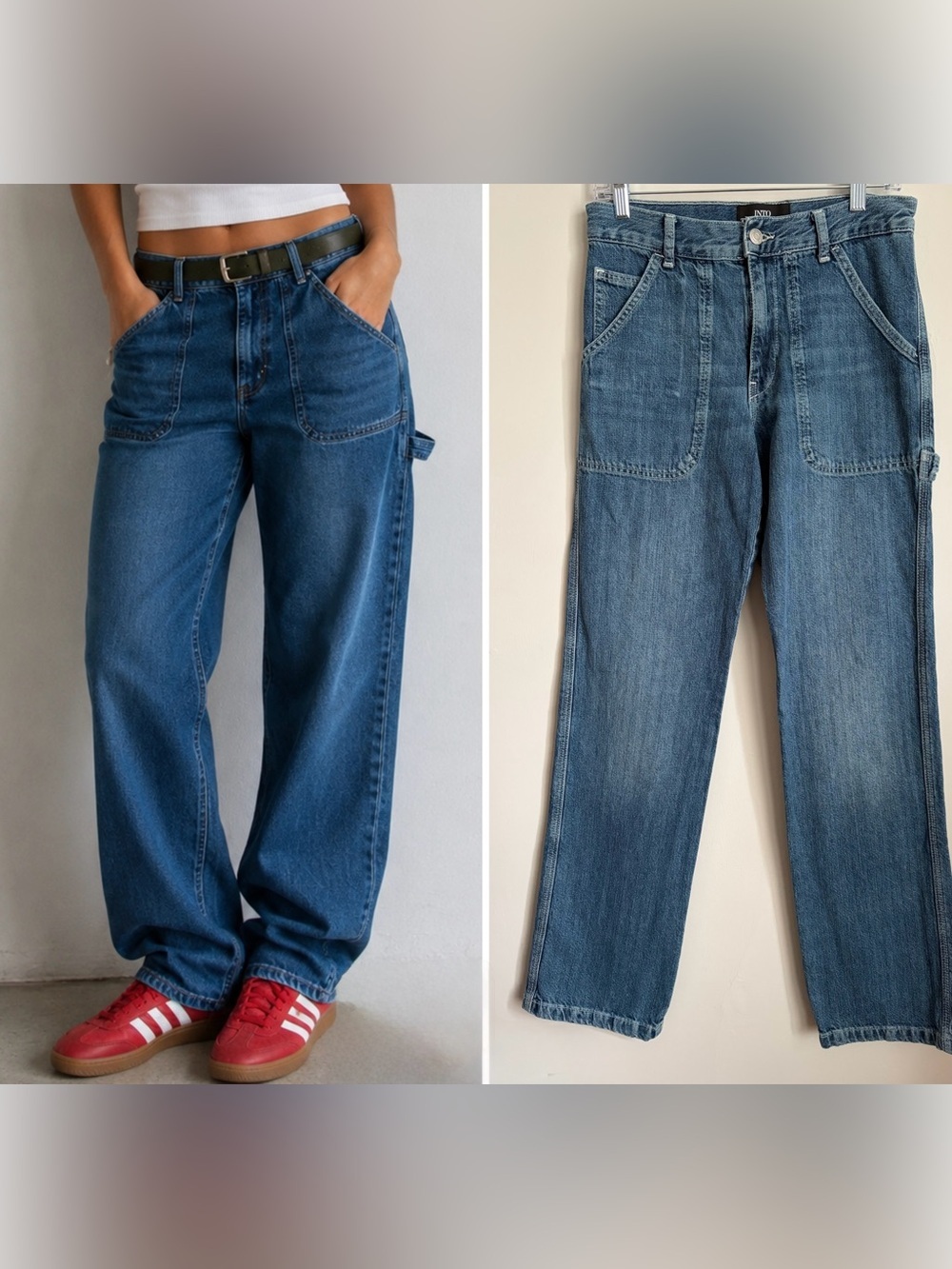 Zara Into The Classics Relaxed Fit Worker Style Jeans Utility Carpenter Size 4